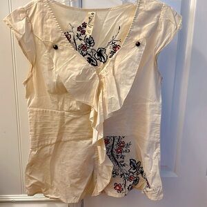 Anthropologie Floreat embroidered floral blouse